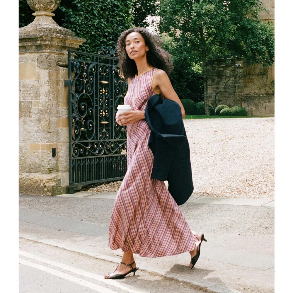 “rare” doen adelana silk dress le marais stripe XL - Picture 4 of 11